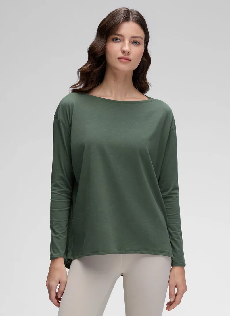 Pima Cotton Boat Neck Long Sleeve