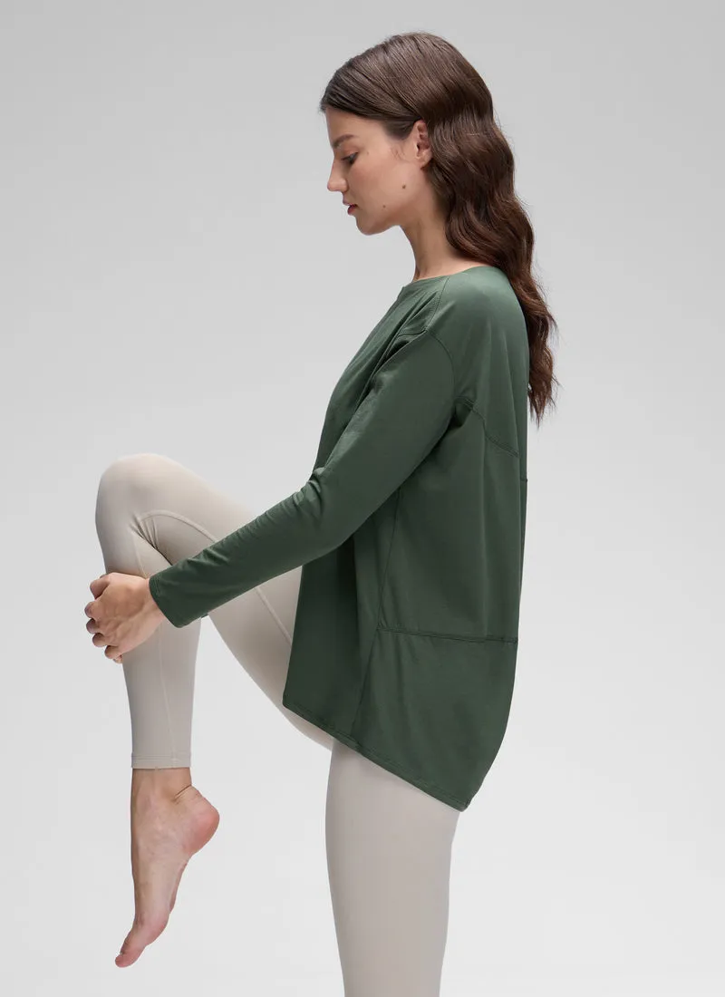 Pima Cotton Boat Neck Long Sleeve