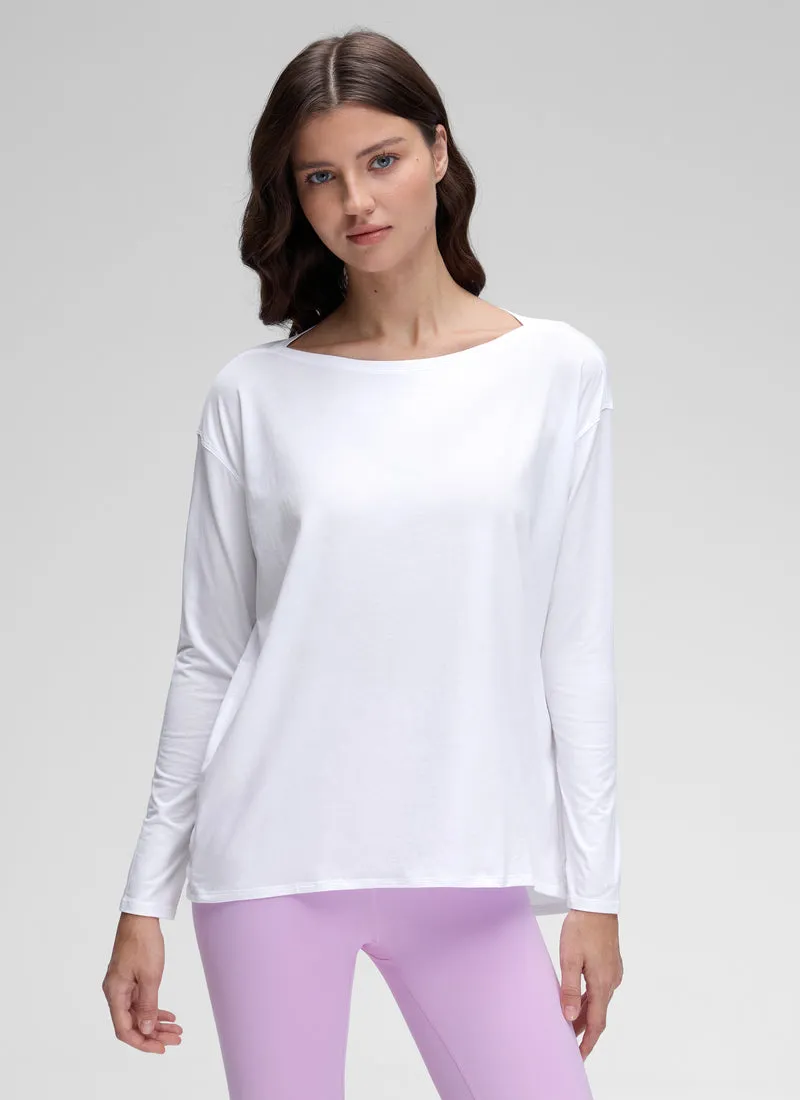 Pima Cotton Boat Neck Long Sleeve