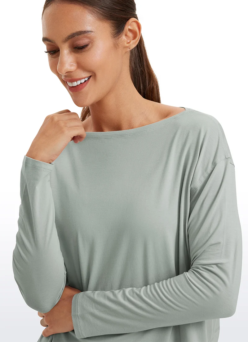 Pima Cotton Boat Neck Long Sleeve