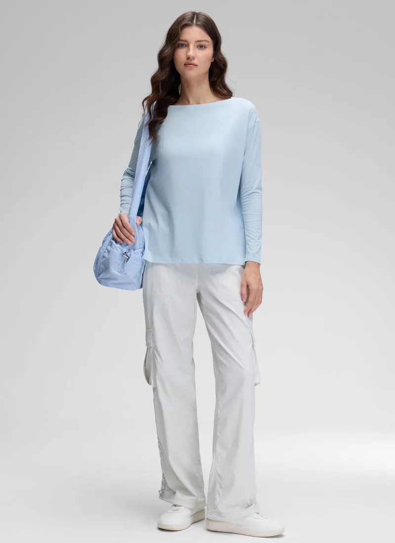 Pima Cotton Boat Neck Long Sleeve