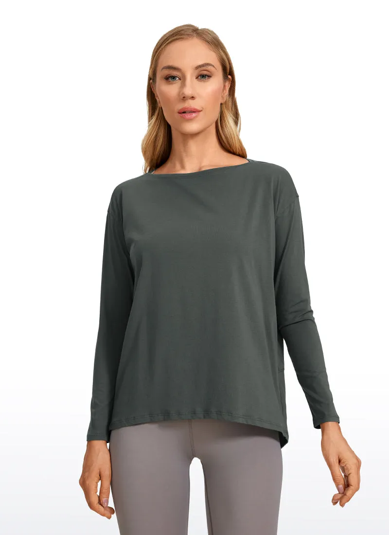 Pima Cotton Boat Neck Long Sleeve