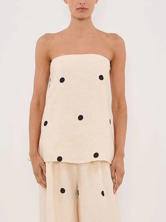 Classic Polka Dot Print Off-Shoulder Tank Top