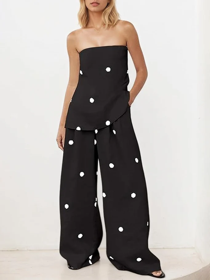 Classic Polka Dot Print Off-Shoulder Tank Top