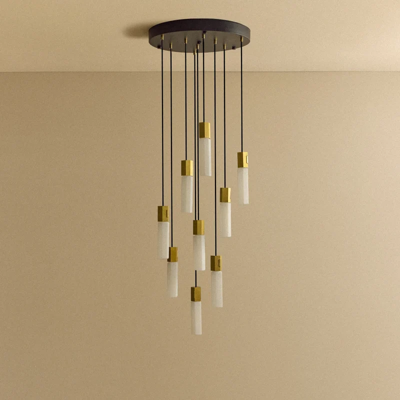 Basalt Nine Pendant in Brass