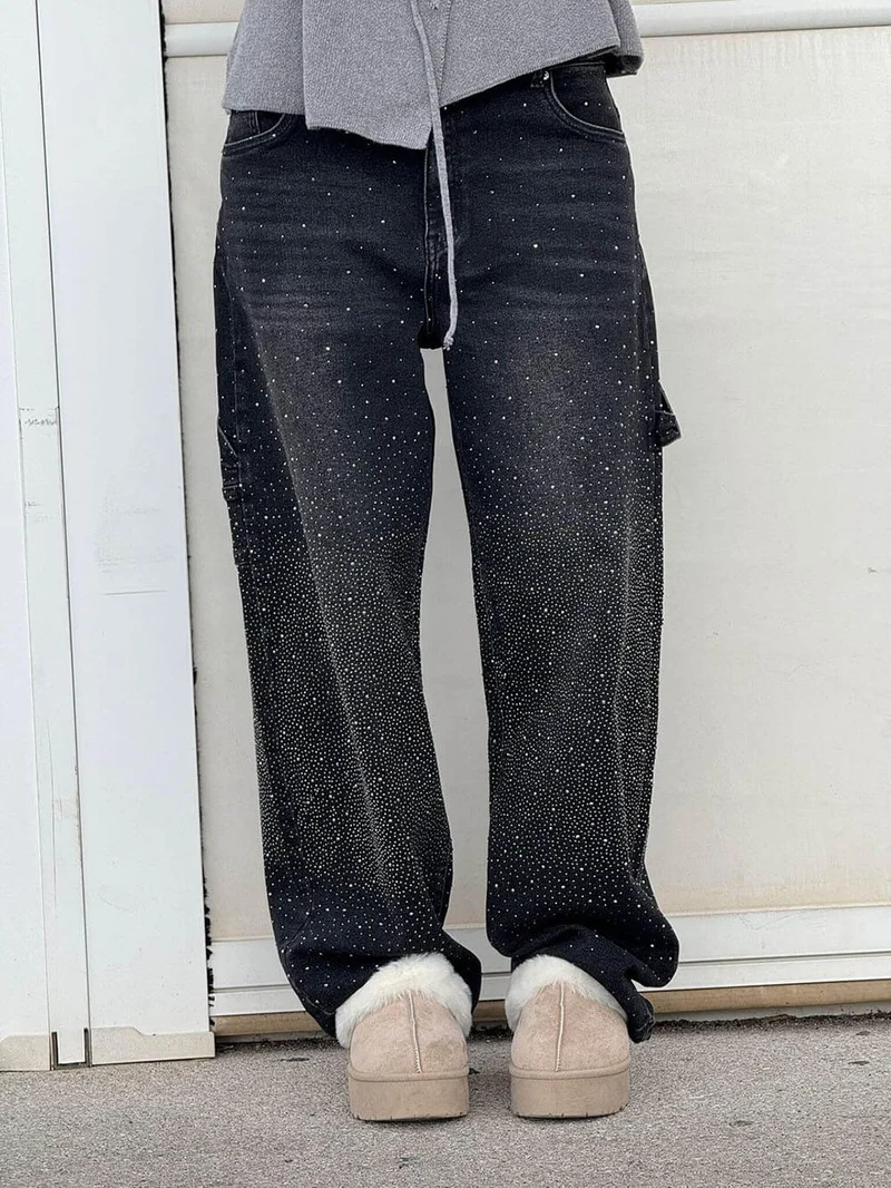 Classic Fashion Balloon Carpenter Shine Denim Jeans