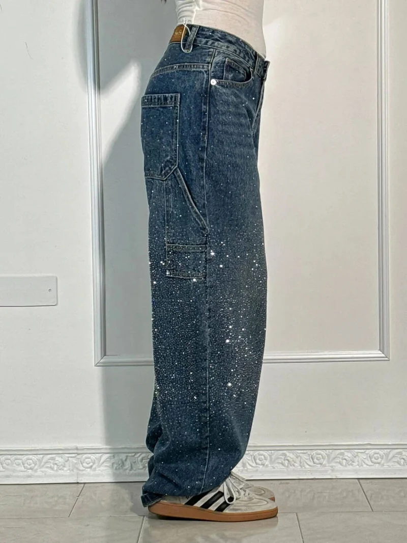 Classic Fashion Balloon Carpenter Shine Denim Jeans