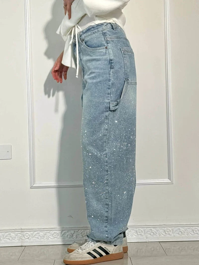 Classic Fashion Balloon Carpenter Shine Denim Jeans