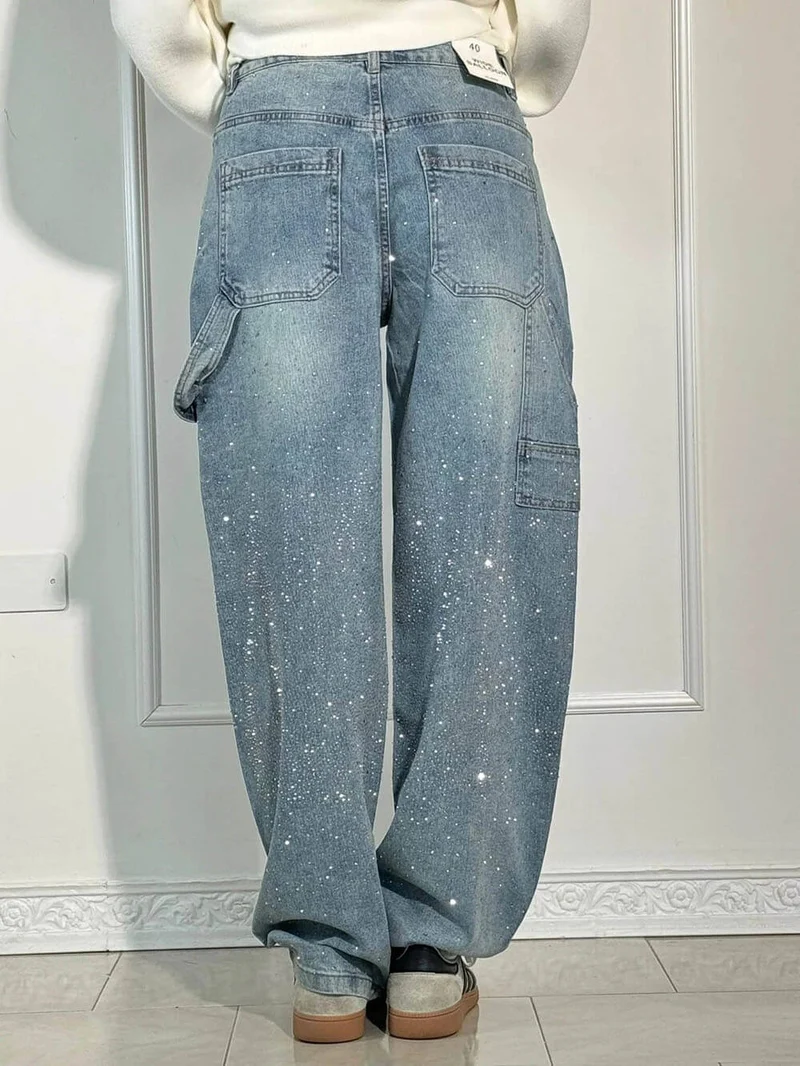 Classic Fashion Balloon Carpenter Shine Denim Jeans