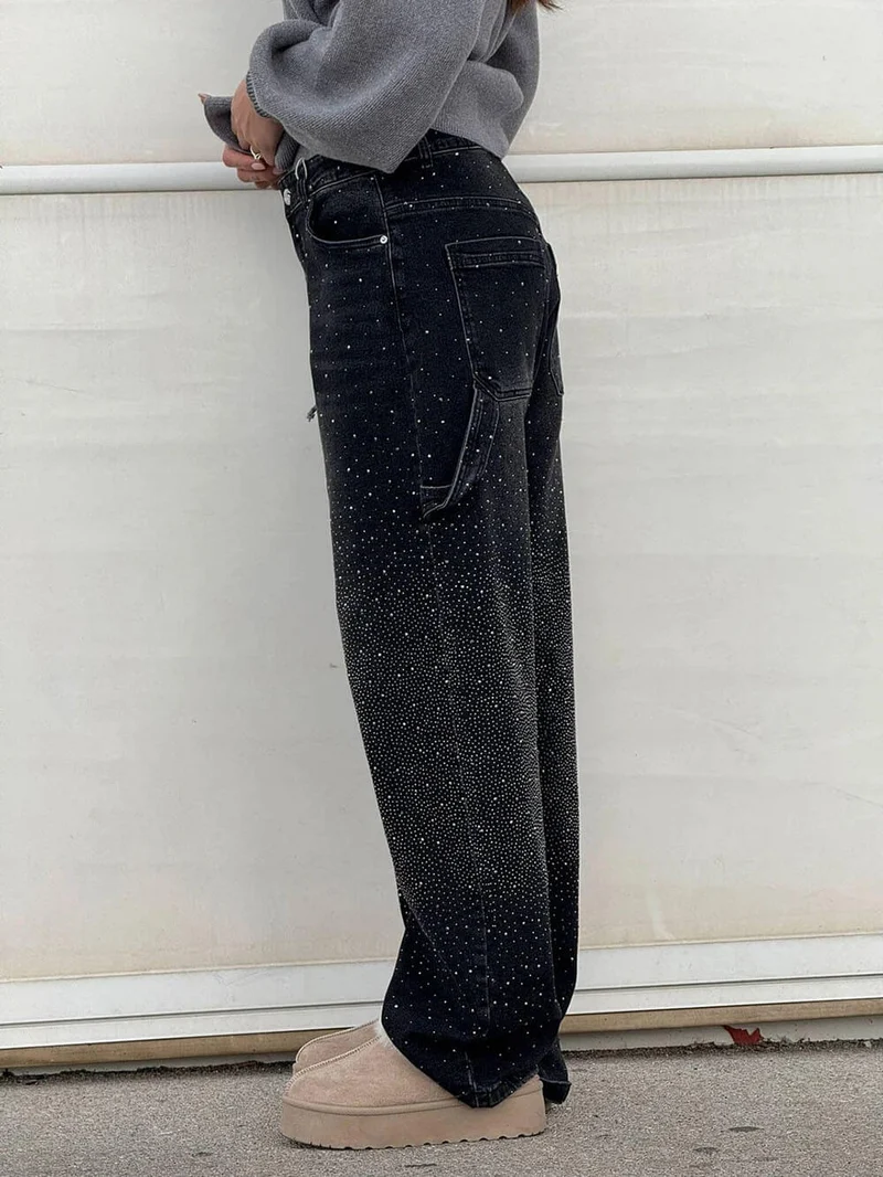 Classic Fashion Balloon Carpenter Shine Denim Jeans