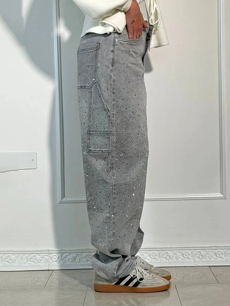 Classic Fashion Balloon Carpenter Shine Denim Jeans