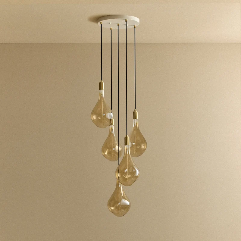 Five Pendant in Brass + Voronoi III