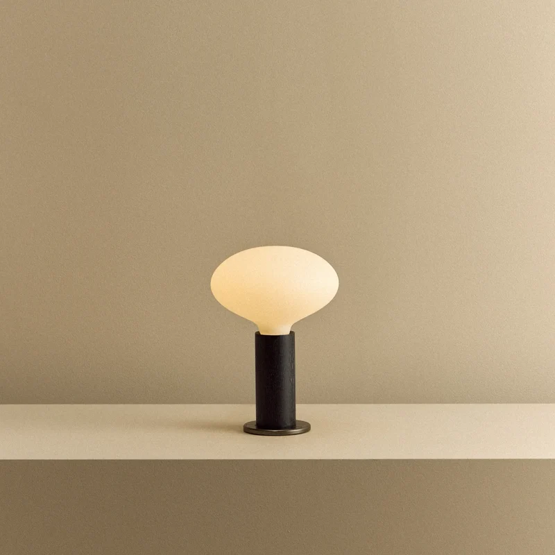 Knuckle Table Lamp in Blackened Oak + Oval