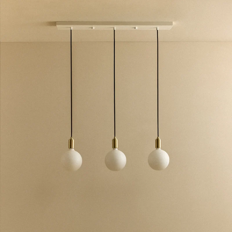 Linear Triple Pendant in Brass + Sphere IV