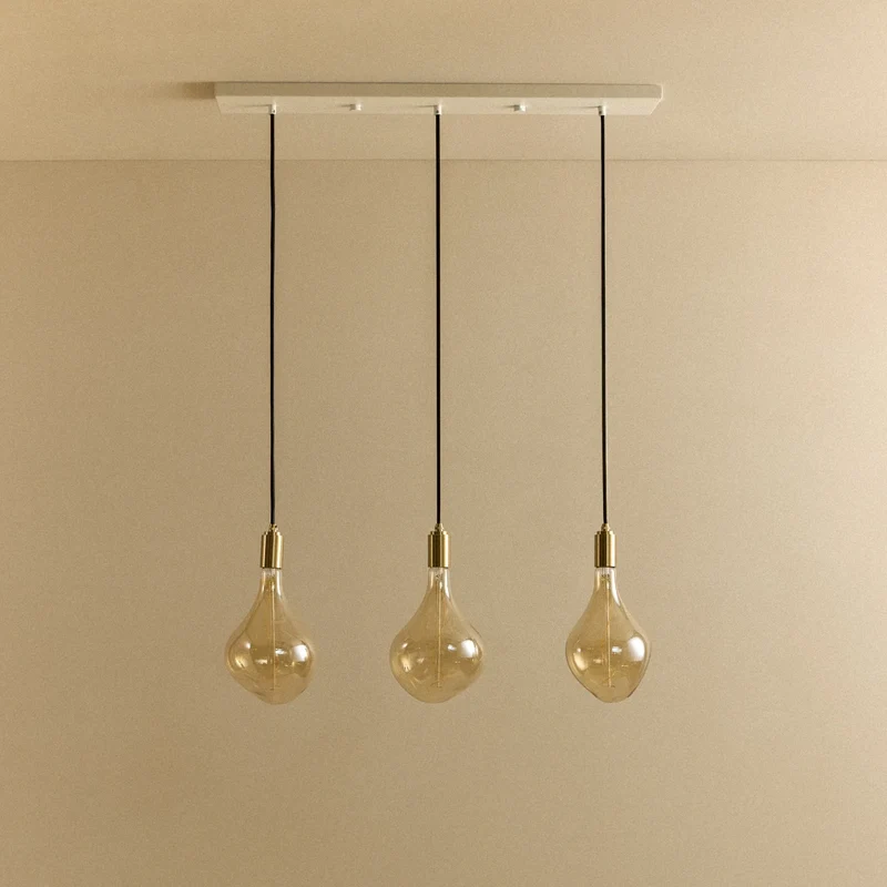 Linear Triple Pendant in Brass + Voronoi II
