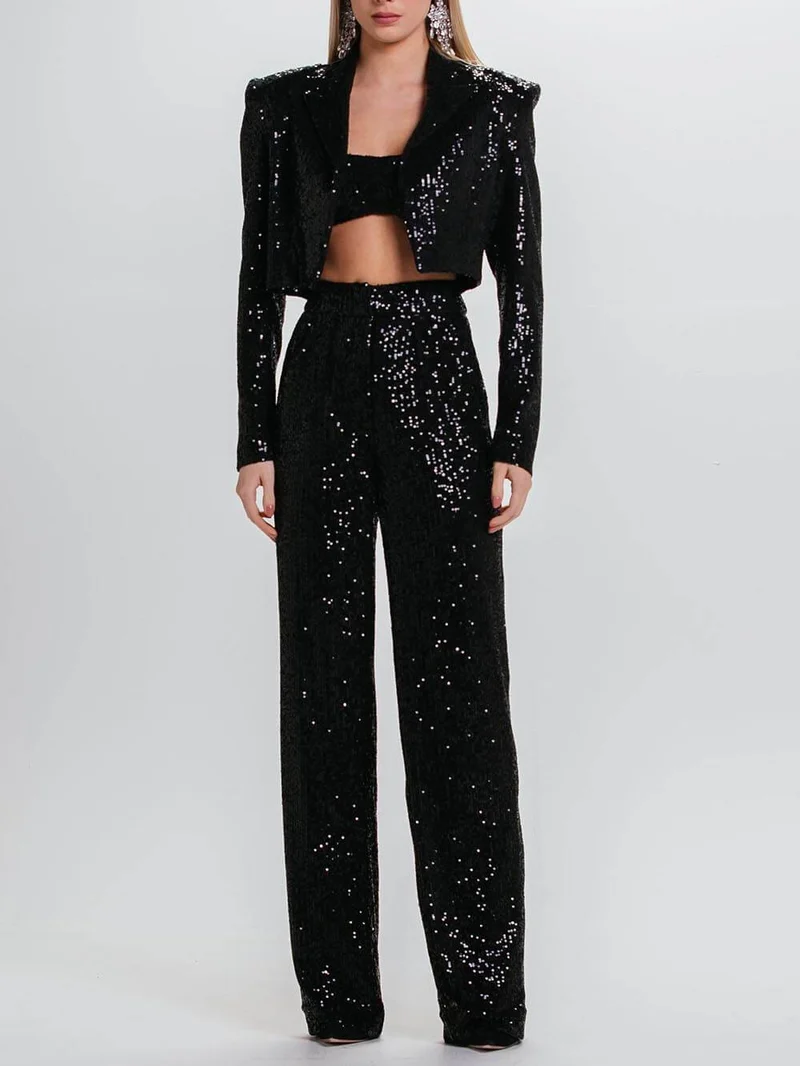 Classic Fashion Sequin High Waist Pocket Pants