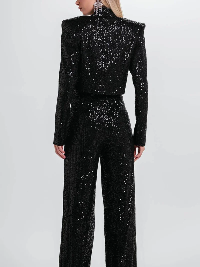 Classic Fashion Sequin High Waist Pocket Pants