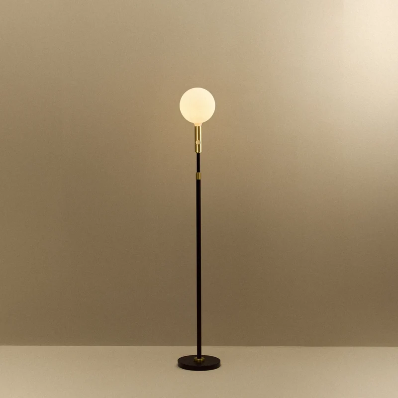 Poise Adjustable Floor Lamp in Brass + Sphere V