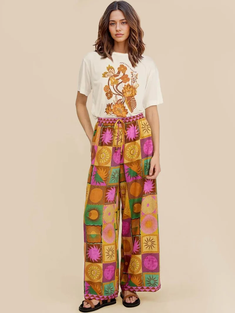 Unique Sun Pattern Print Loose Shirt