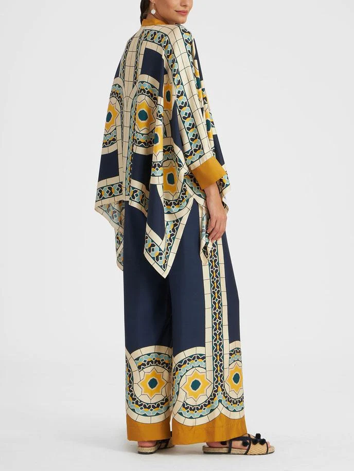 Unique Retro Floral Print Stand Collar Irregular Top