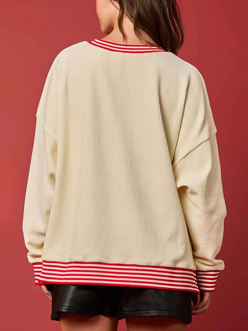 Christmas Decoration Sequined Round Neck Long Sleeve Sweatshirt