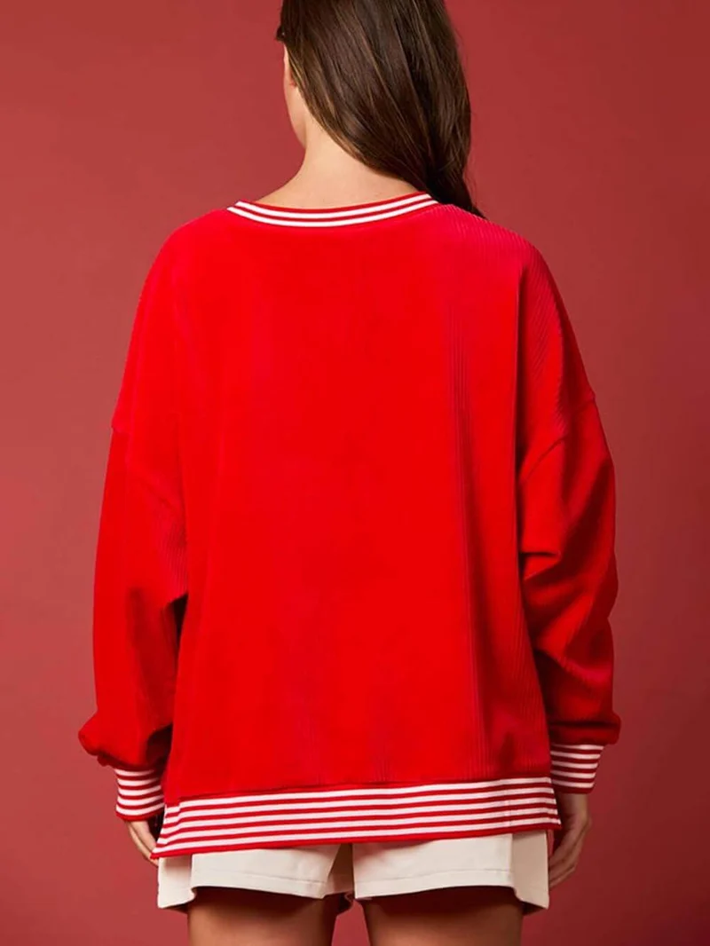Christmas Decoration Sequined Round Neck Long Sleeve Sweatshirt