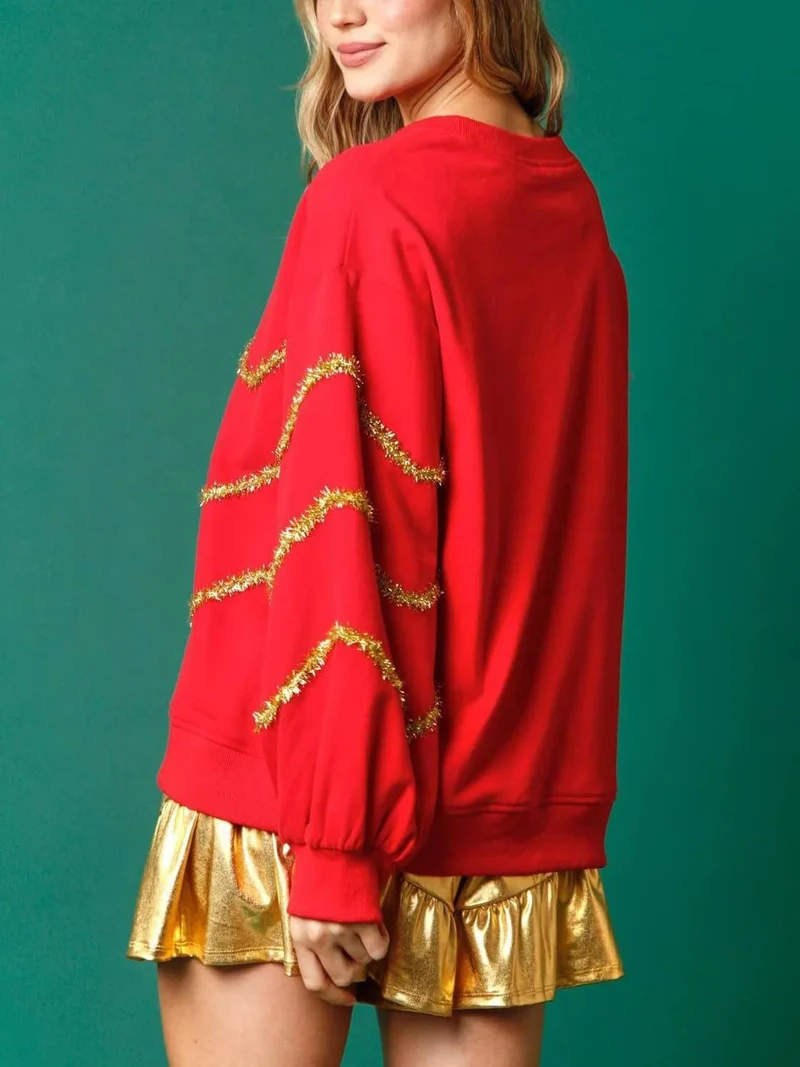 Christmas Tree Pattern Sequined Long Sleeve Sweatshirt