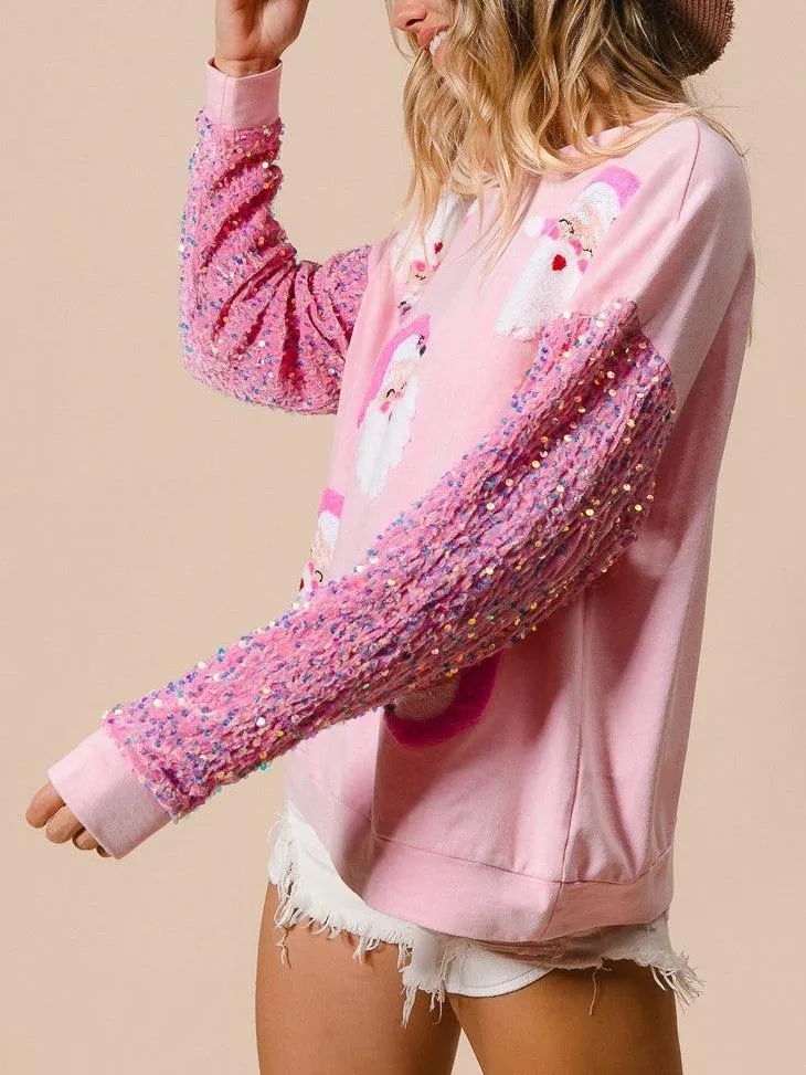 Christmas Sweet Sequined Long-sleeved Sweatshirt