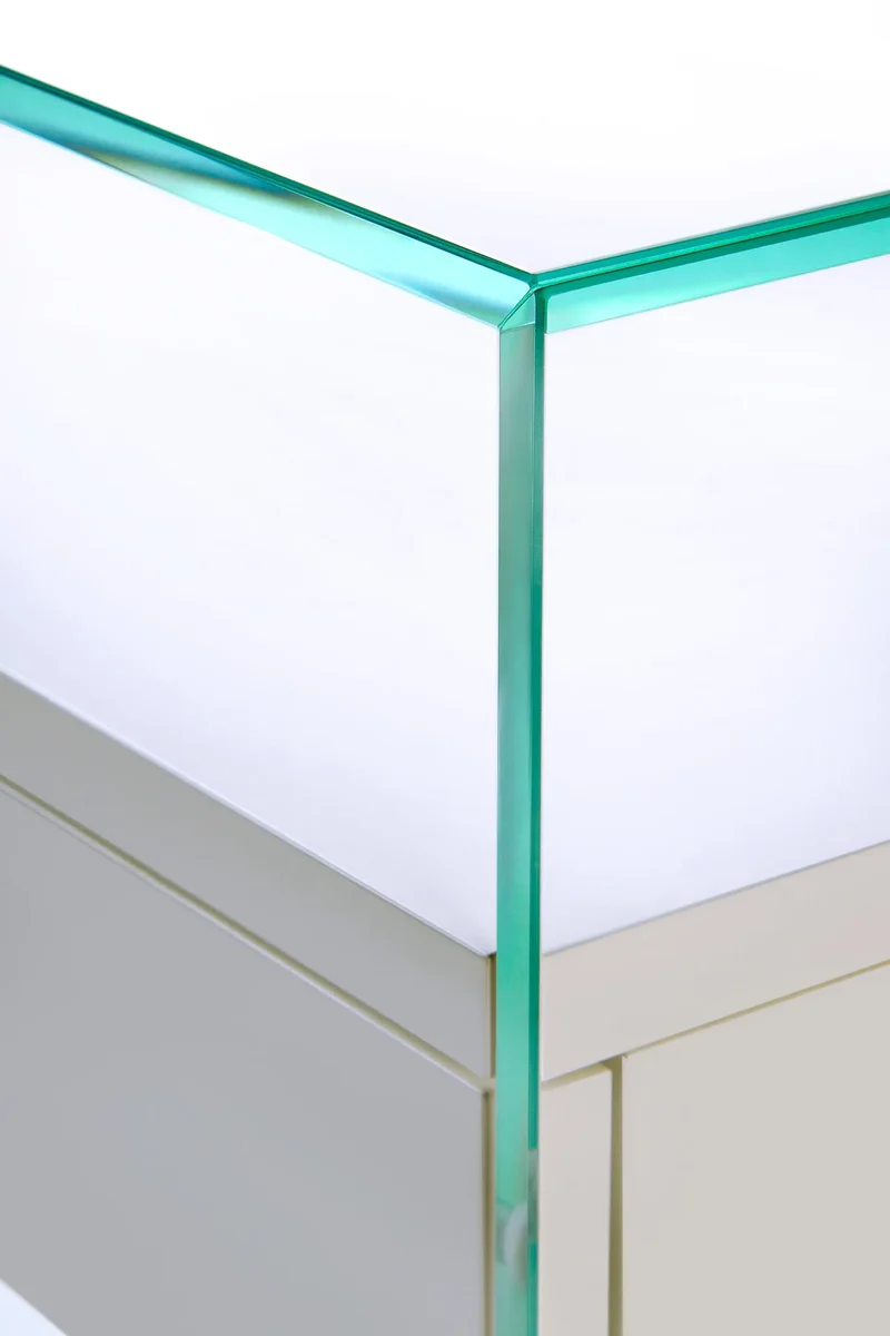 Table de Chevet Zen 5 Comodino | Verre trempé et tiroir bois