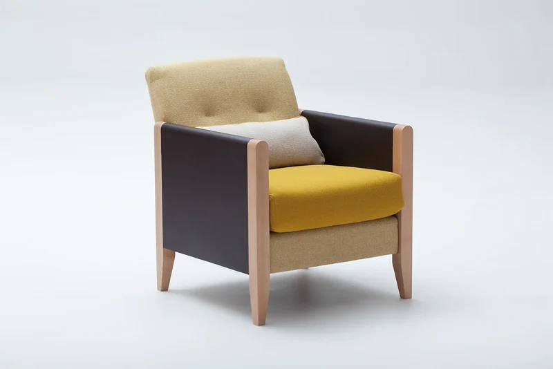 Fauteuil Resident | Hêtre massif, Cuir et Laine