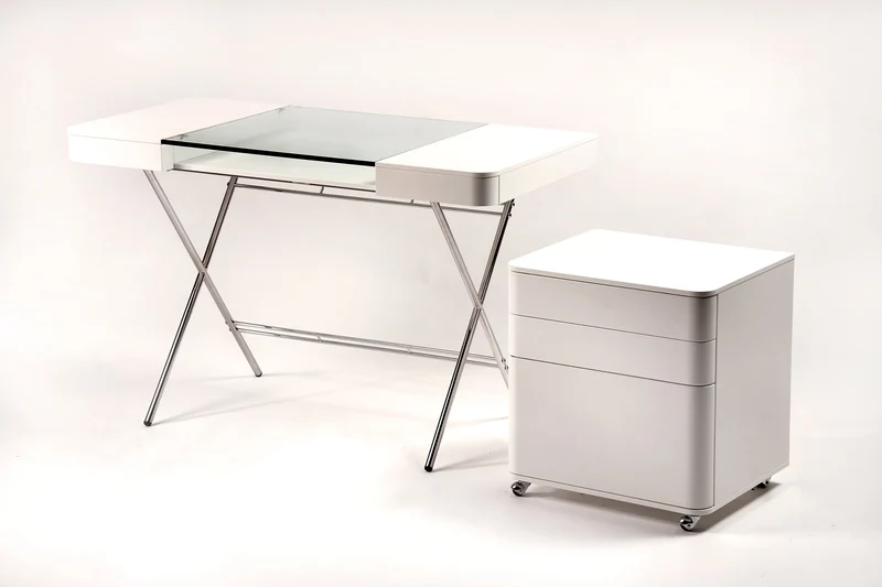 Caisson Cosimo | 3 Tiroirs Push/Pull sur Roulettes | Laqué Blanc Mat