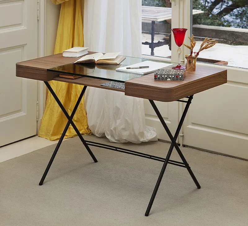 Bureau Cosimo | Plateau verre extra clair et tiroirs | Marco Zanuso Jr