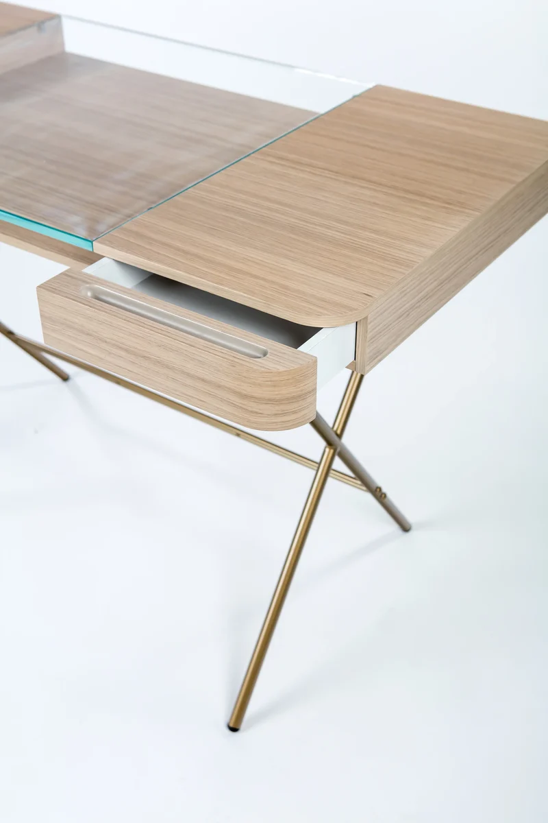 Bureau Cosimo | Plateau verre extra clair et tiroirs | Marco Zanuso Jr
