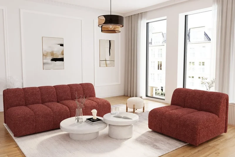 Canap modulable en tissu bouclette rose H l ne