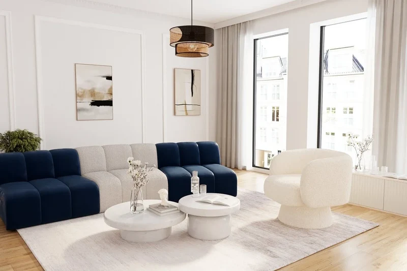 Canap modulable en velours bleu marine H l ne