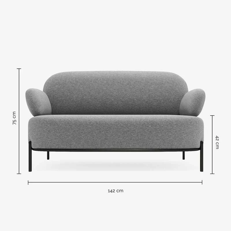 Canapé 2 places design en tissu gris foncé