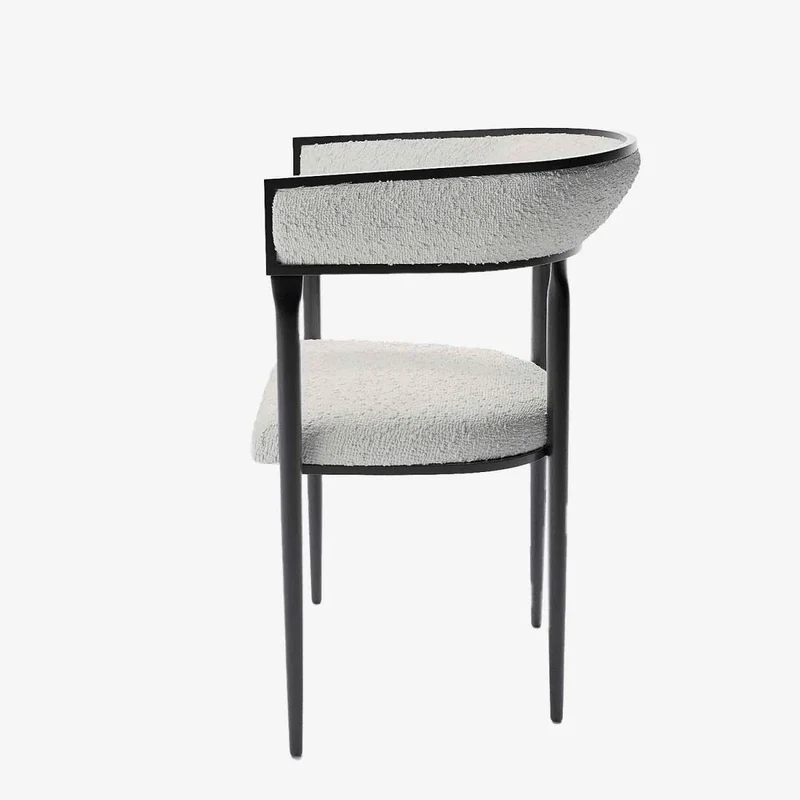 Chaise de salle manger design dossier arrondi bouclette blanche Aurore