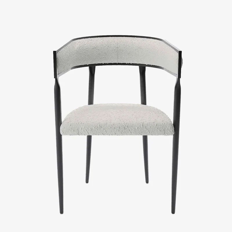 Chaise de salle manger design dossier arrondi bouclette gris cr me Aurore