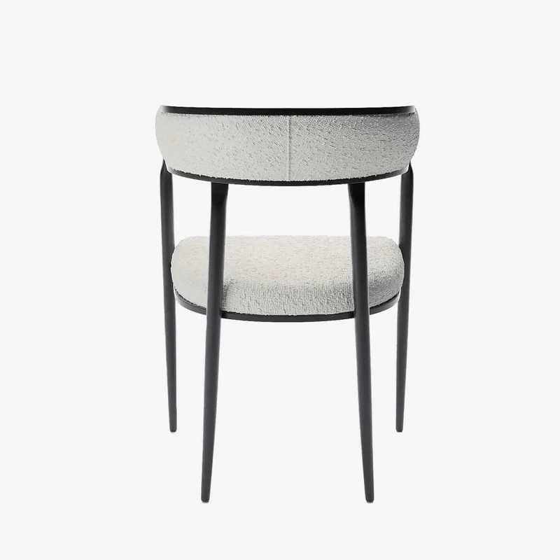Chaise de salle manger design dossier arrondi bouclette gris cr me Aurore