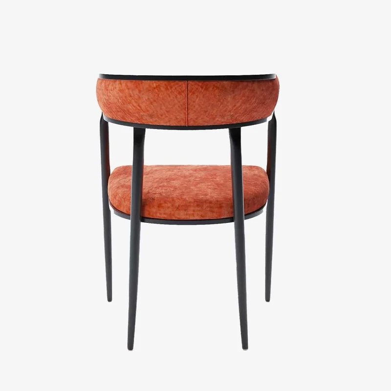 Chaise de salle manger design dossier arrondi velours ocre Aurore