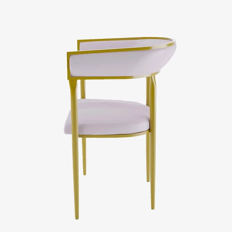 Chaise de salle manger design dossier arrondi velours rose p le Aurore