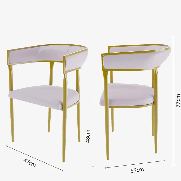 Chaise de salle manger design dossier arrondi velours rose p le Aurore