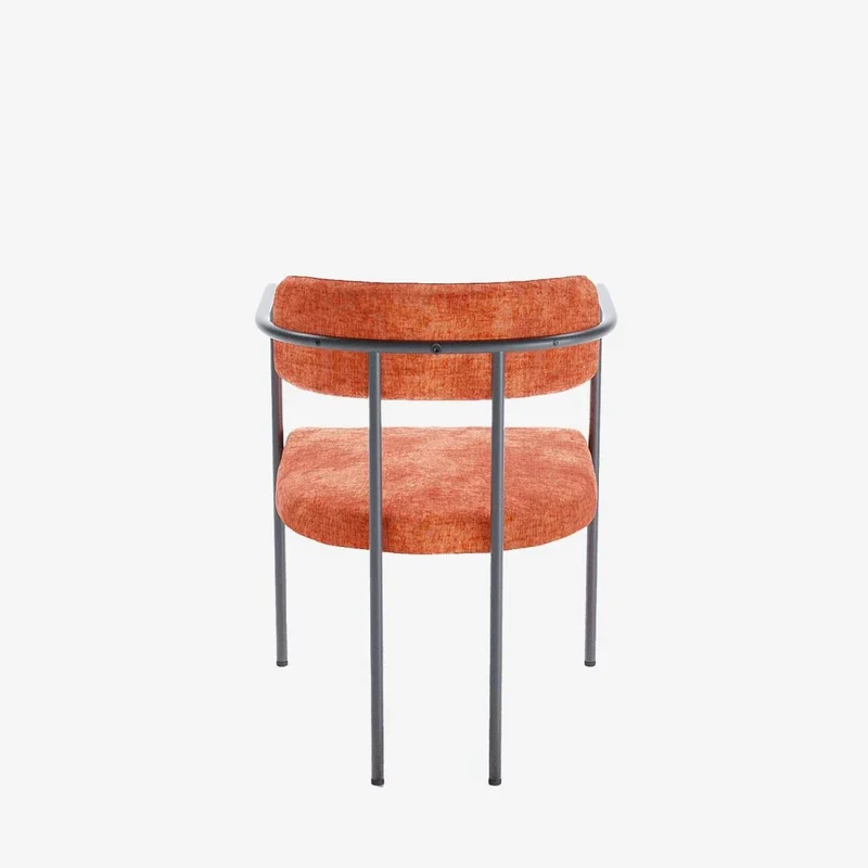 Chaise de salle manger tapiss e avec accoudoirs, velours ocre, Barbara
