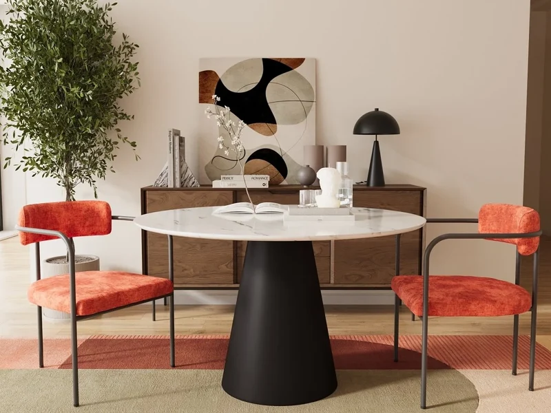 Chaise de salle manger tapiss e avec accoudoirs, velours ocre, Barbara