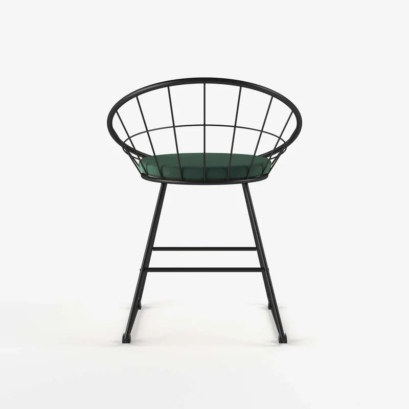 Chaise en métal et velours vert sapin
