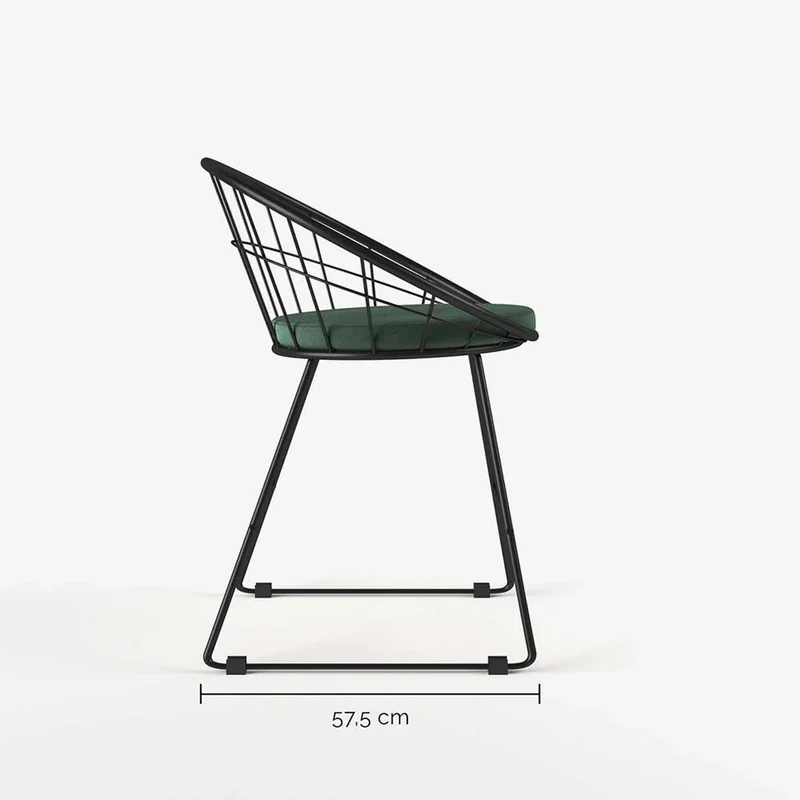 Chaise en métal et velours vert sapin
