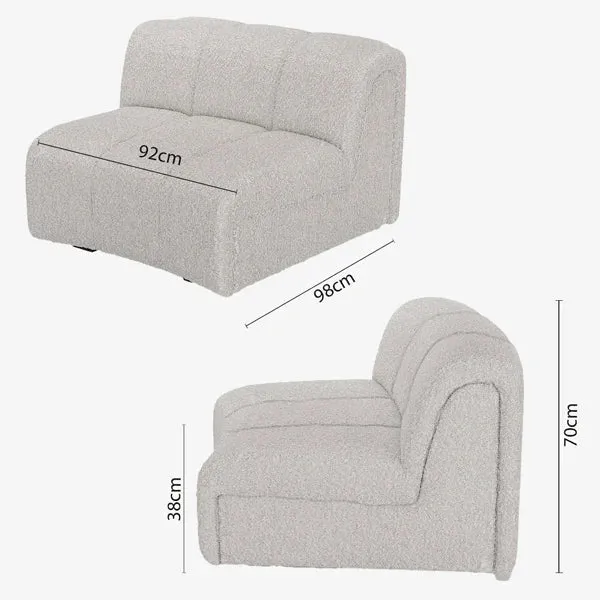 Chauffeuse d angle pour canap modulable en tissu bouclette gris-cr me H l ne