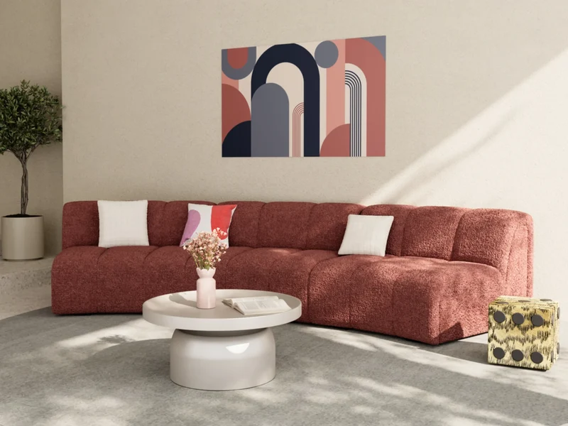 Chauffeuse d angle pour canap modulable en tissu bouclette rose H l ne