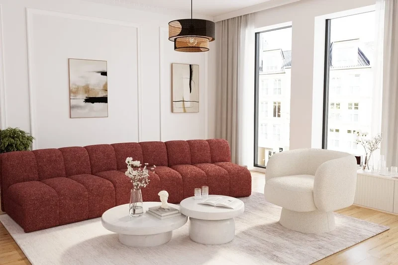 Chauffeuse d angle pour canap modulable en tissu bouclette rose H l ne
