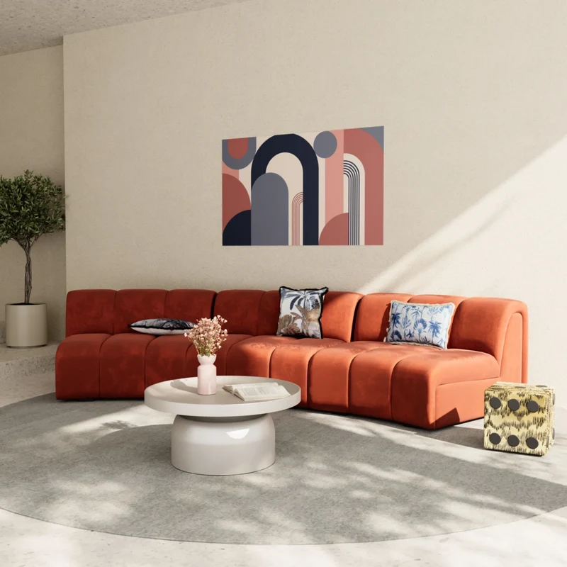 Chauffeuse d angle pour canap modulable en velours ocre H l ne